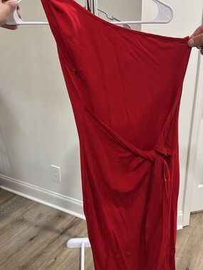 Women’s Red Midi Dress with Side Tie